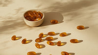 Warm morning kitchen counter with oregano oil softgels